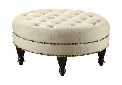 Elchin Round Upholstered Tufted Ottoman Oatmeal - imattress & ifurniture (FL)