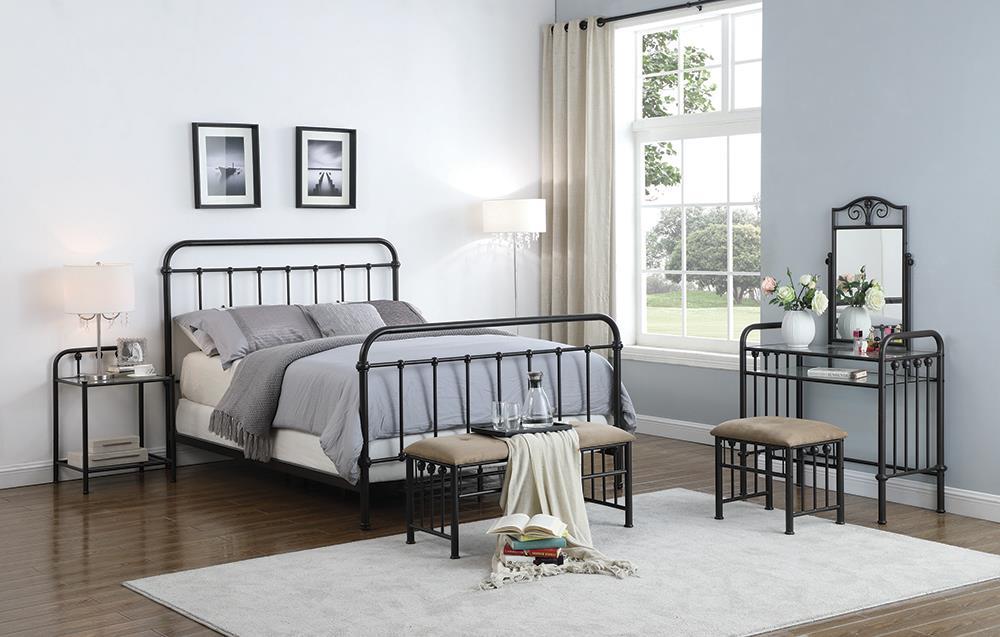 Livingston Eastern King Panel Metal Bed Dark Bronze - imattress & ifurniture (FL)