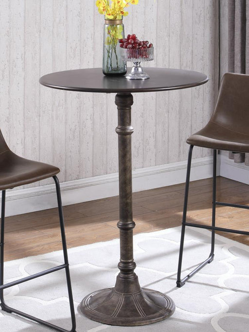 Oswego Round Bar Table Dark Russet and Antique Bronze - imattress & ifurniture (FL)