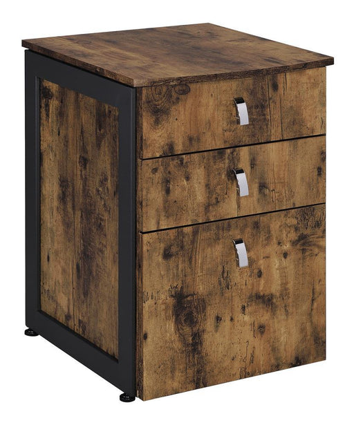 Estrella 3-drawer File Cabinet Antique Nutmeg and Gunmetal - imattress & ifurniture (FL)