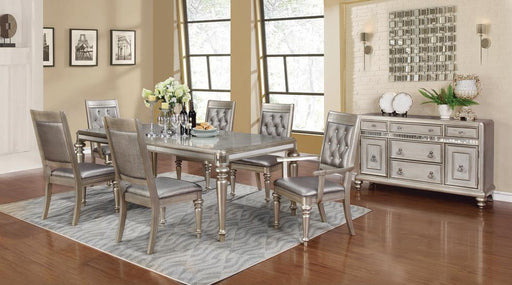 Bling Game Rectangular Dining Table with Leaf Metallic Platinum - imattress & ifurniture (FL)