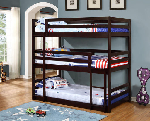 Sandler Twin Triple Bunk Bed Cappuccino - imattress & ifurniture (FL)