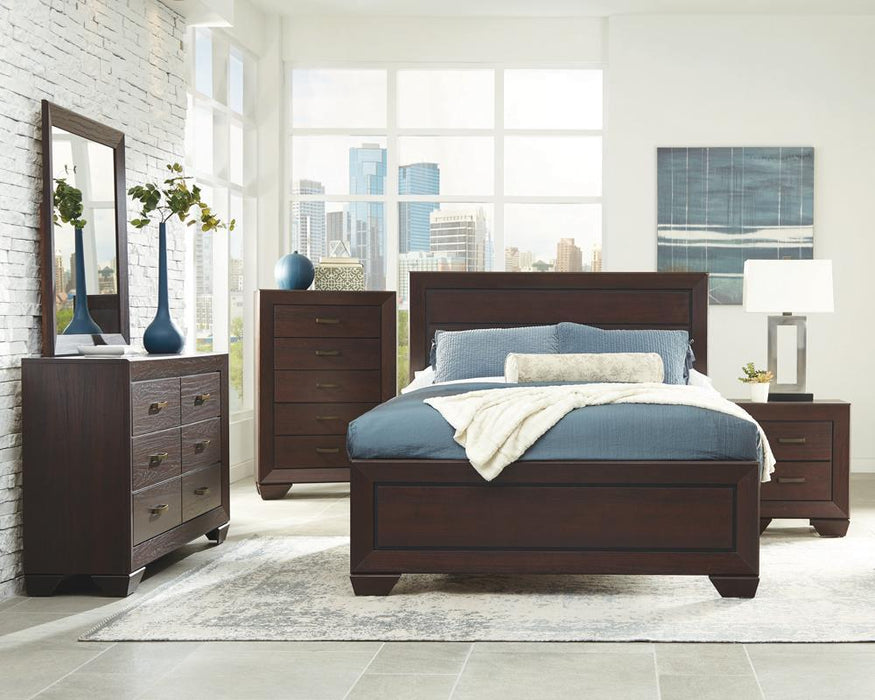 Fenbrook Transitional Dark Cocoa Queen Bed