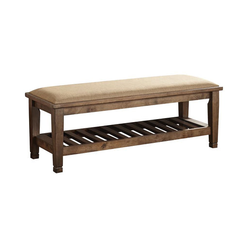 Franco Bench with Lower Shelf Beige and Burnished Oak - imattress & ifurniture (FL)