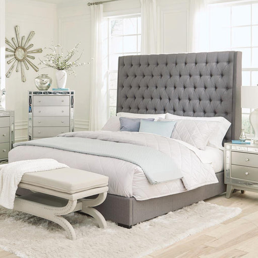 Camille Tall Tufted Queen Bed Grey - imattress & ifurniture (FL)