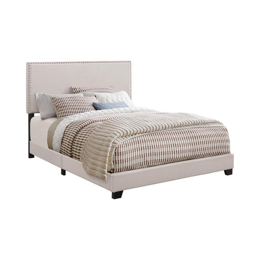 Boyd Full Upholstered Bed with Nailhead Trim Ivory - imattress & ifurniture (FL)