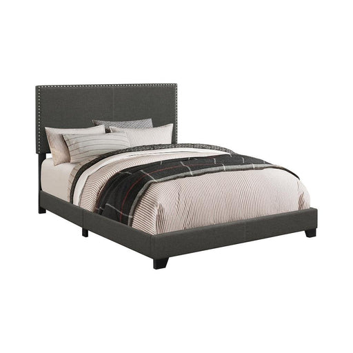 Boyd Twin Upholstered Bed with Nailhead Trim Charcoal - imattress & ifurniture (FL)