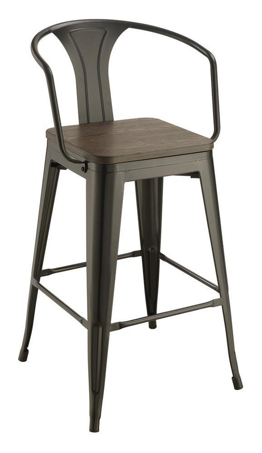 Cavalier Wooden Seat Bar Stools Dark Elm and Matte Black (Set of 2) - imattress & ifurniture (FL)