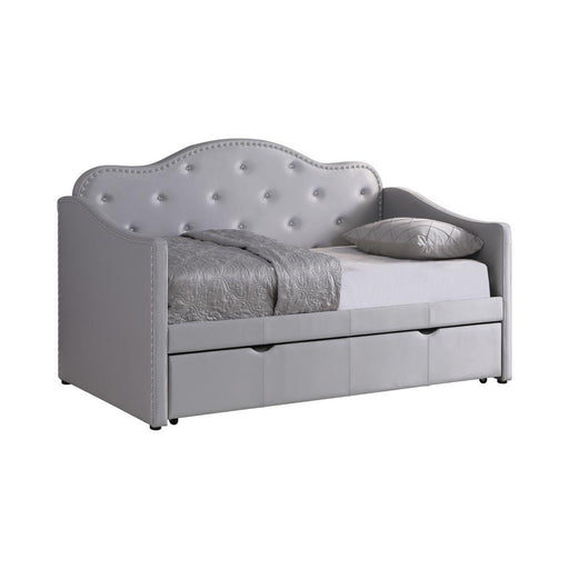 Elmore Upholstered Twin Daybed with Trundle Pearlescent Grey - imattress & ifurniture (FL)