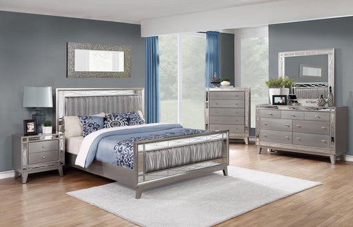 Leighton Eastern King Panel Bed with Mirrored Accents Mercury Metallic - imattress & ifurniture (FL)