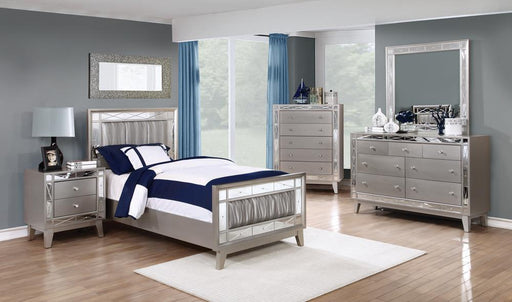 Leighton Twin Panel Bed with Mirrored Accents Mercury Metallic - imattress & ifurniture (FL)