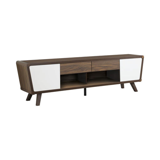 Alvin 2-drawer TV Console Dark Walnut and Glossy White - imattress & ifurniture (FL)