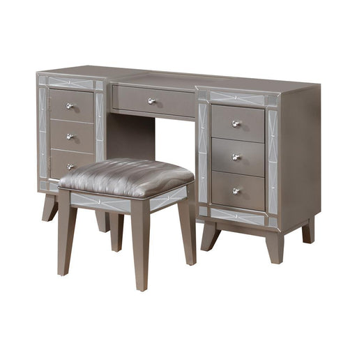 Leighton Vanity Desk and Stool Metallic Mercury - imattress & ifurniture (FL)