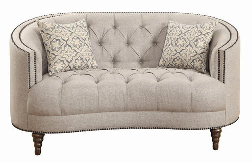 Avonlea Sloped Arm Upholstered Loveseat Trim Grey - imattress & ifurniture (FL)