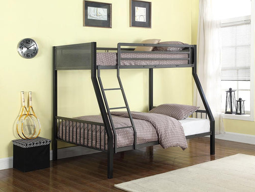 Meyers Twin Over Full Metal Bunk Bed Black and Gunmetal - imattress & ifurniture (FL)