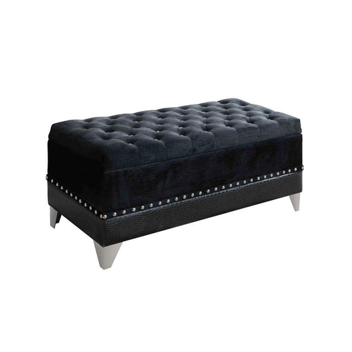 Barzini Tufted Rectangular Trunk with Nailhead Black - imattress & ifurniture (FL)