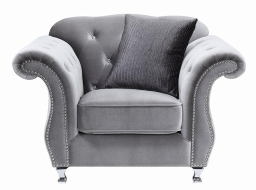 Frostine Button Tufted Chair Silver - imattress & ifurniture (FL)