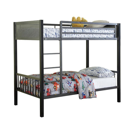 Meyers Twin Over Twin Metal Bunk Bed Black and Gunmetal - imattress & ifurniture (FL)