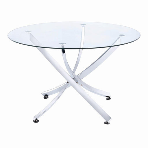 Beckham Round Dining Table Chrome and Clear - imattress & ifurniture (FL)