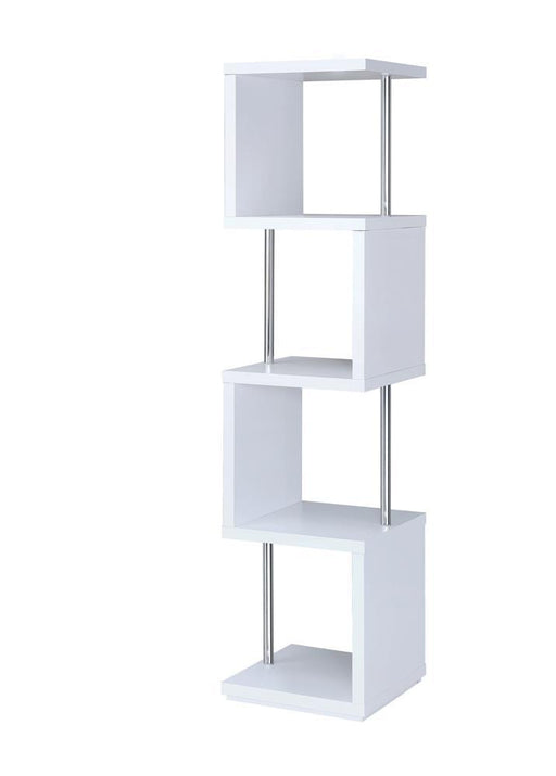 Baxter 4-shelf Bookcase White and Chrome - imattress & ifurniture (FL)