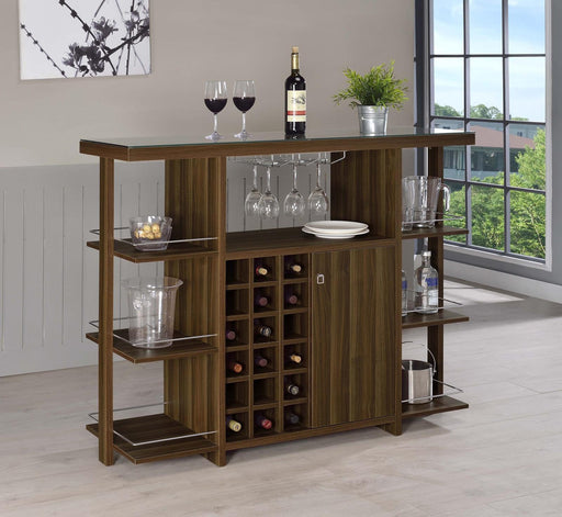 Evelio Bar Unit with Wine Bottle Storage Walnut - imattress & ifurniture (FL)