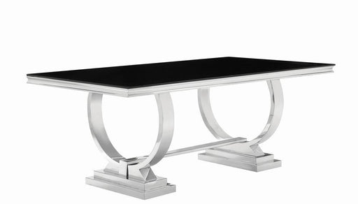 Antoine Rectangular Dining Table Chrome and Black - imattress & ifurniture (FL)