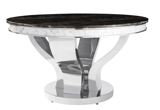 Anchorage Round Dining Table Chrome and Black - imattress & ifurniture (FL)