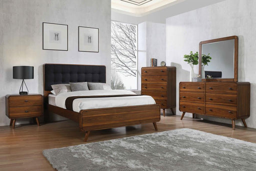 Robyn Eastern King Bed with Upholstered Headboard Dark Walnut - imattress & ifurniture (FL)