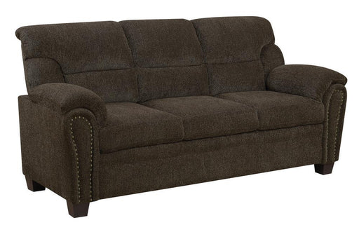 Clementine Upholstered Sofa with Nailhead Trim Brown - imattress & ifurniture (FL)