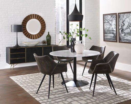 Bartole Round Dining Table White and Matte Black - imattress & ifurniture (FL)