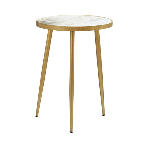 Acheson Round Accent Table White and Gold - imattress & ifurniture (FL)