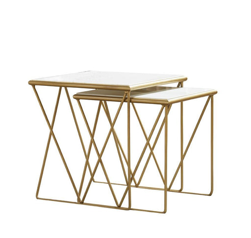 Bette 2-piece Nesting Table Set White and Gold - imattress & ifurniture (FL)