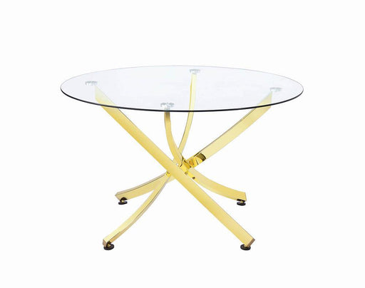 Beckham Round Dining Table Brass and Clear - imattress & ifurniture (FL)