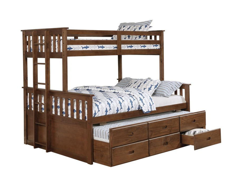 Atkin Weathered Walnut Twin XL over Queen Bunk Bed