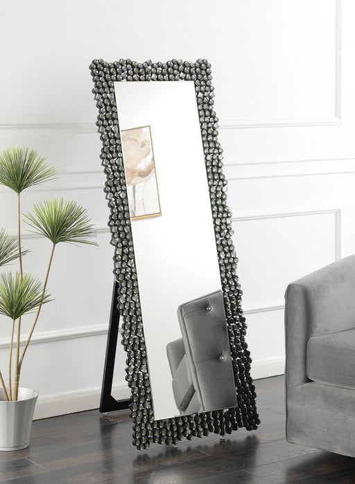 Mckay Textural Frame Cheval Floor Mirror Silver and Smoky Grey - imattress & ifurniture (FL)