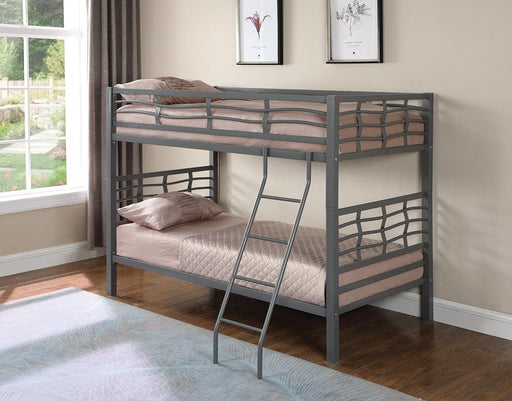 Fairfax Twin Over Twin Bunk Bed with Ladder Light Gunmetal - imattress & ifurniture (FL)