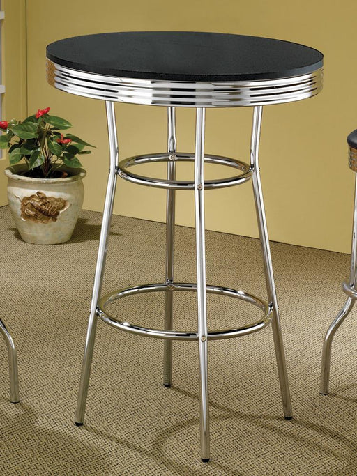 Theodore Round Bar Table Black and Chrome - imattress & ifurniture (FL)