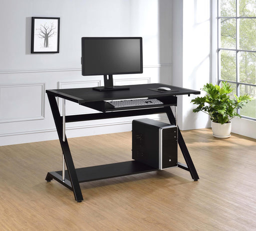 Mallet Computer Desk with Bottom Shelf Black - imattress & ifurniture (FL)