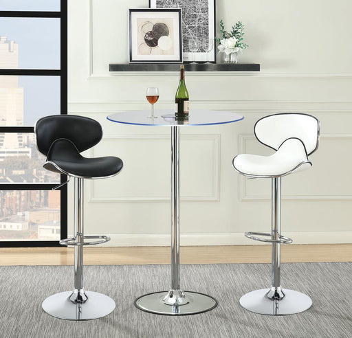 Edenton Upholstered Adjustable Height Bar Stools Black and Chrome (Set of 2) - imattress & ifurniture (FL)