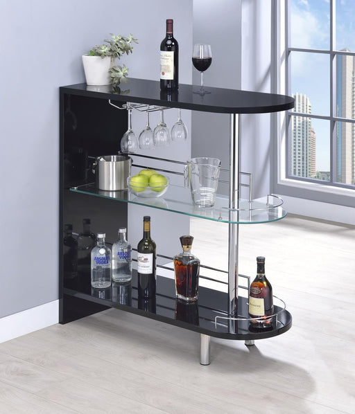 Adolfo 3-tier Bar Table Glossy Black and Clear - imattress & ifurniture (FL)