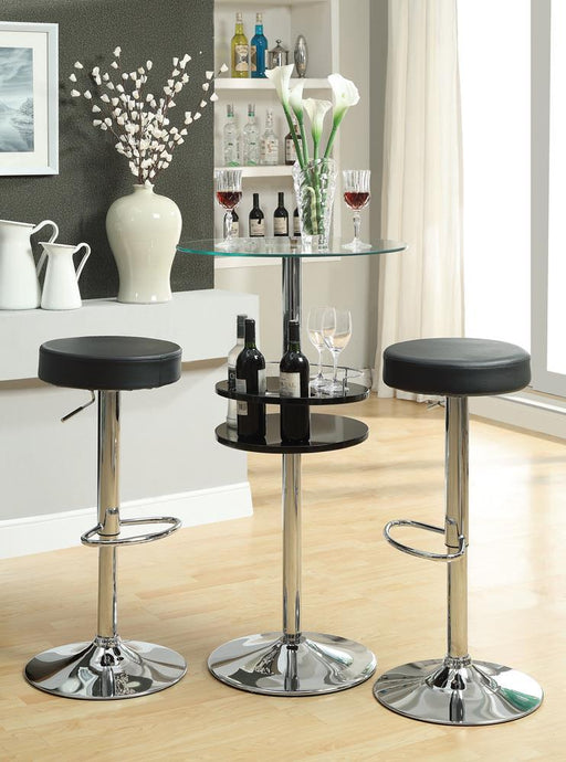 Gianella Glass Top Bar Table with Wine Storage Black and Chrome - imattress & ifurniture (FL)