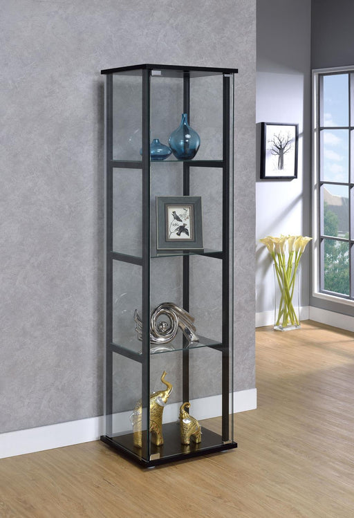 Cyclamen 4-shelf Glass Curio Cabinet Black and Clear - imattress & ifurniture (FL)