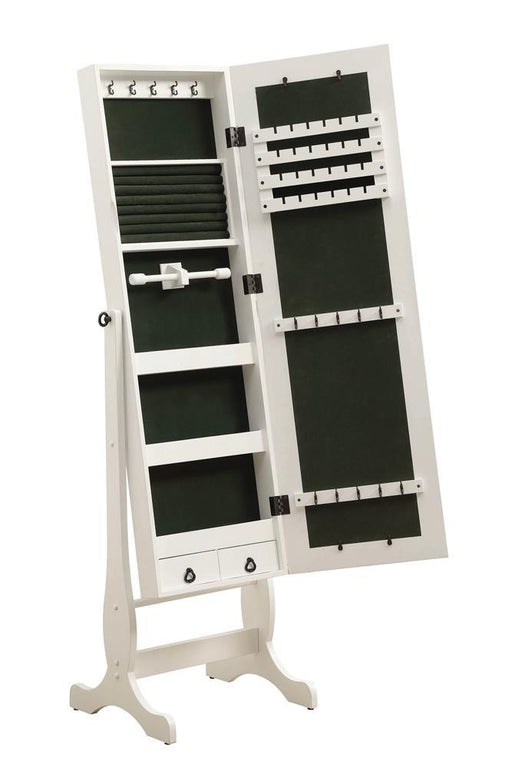 Batista Jewelry Cheval Mirror with Drawers White - imattress & ifurniture (FL)