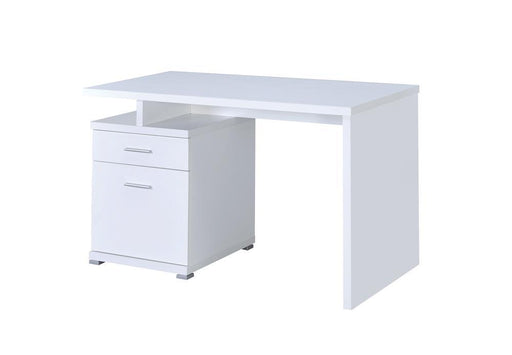 Irving 2-drawer Office Desk with Cabinet White - imattress & ifurniture (FL)