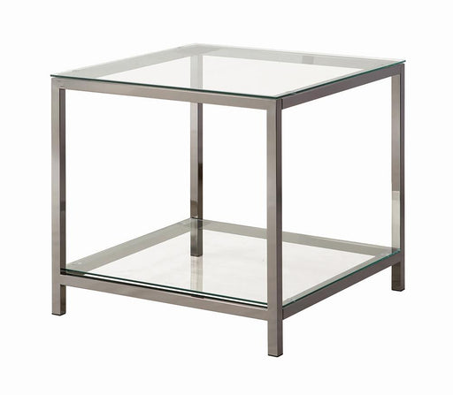 Trini End Table with Glass Shelf Black Nickel - imattress & ifurniture (FL)