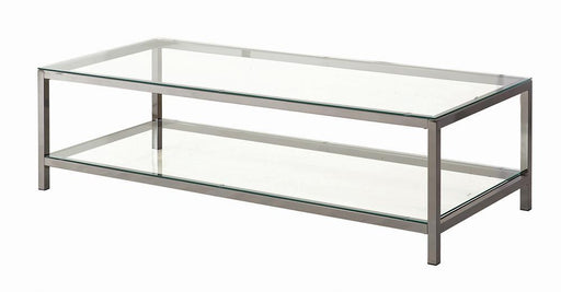 Trini Coffee Table with Glass Shelf Black Nickel - imattress & ifurniture (FL)