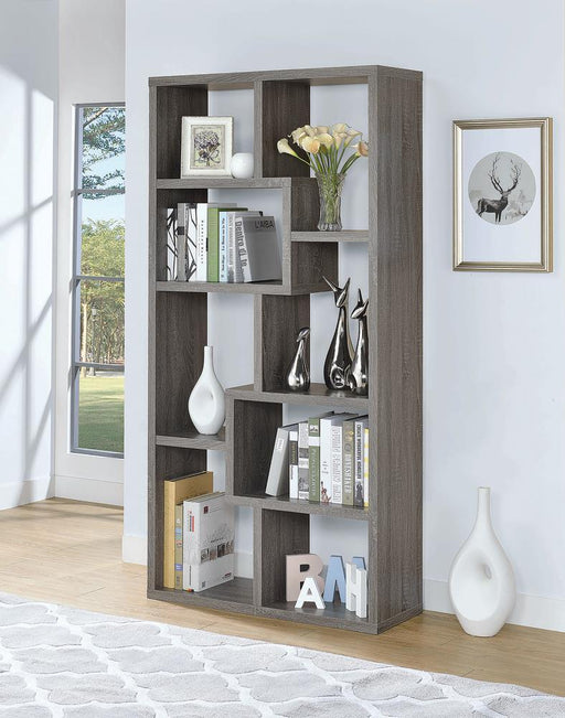 Theo 10-shelf Bookcase Weathered Grey - imattress & ifurniture (FL)