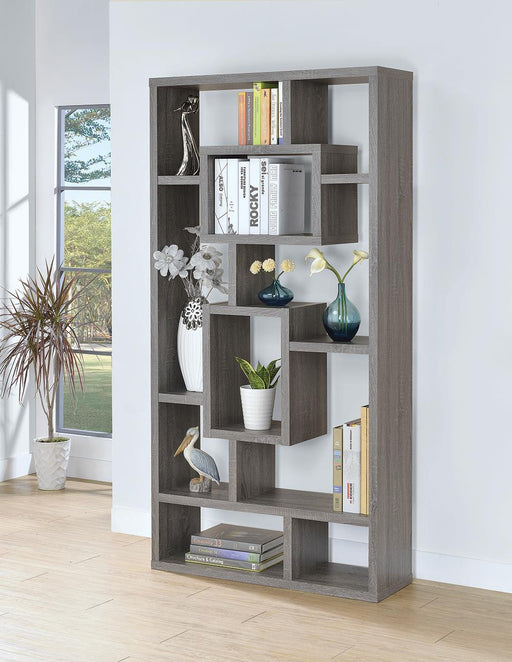 Howie 10-shelf Bookcase Weathered Grey - imattress & ifurniture (FL)