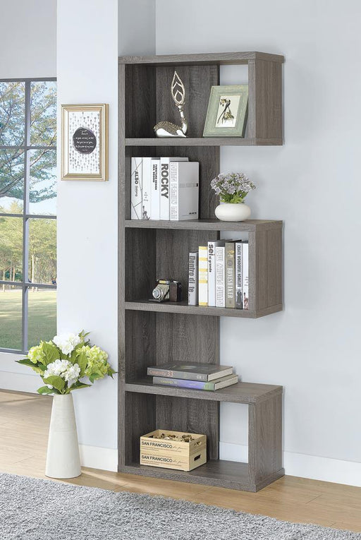 Joey 5-tier Bookcase Weathered Grey - imattress & ifurniture (FL)