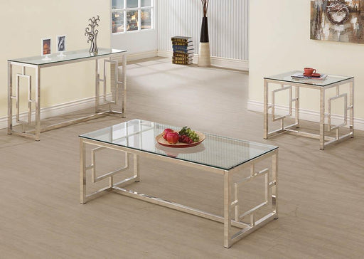 Merced Rectangle Glass Top Coffee Table Nickel - imattress & ifurniture (FL)